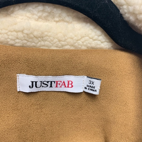 Just fab brown bomber jacket with Sherpa collar, size 3X - Picture 6 of 9